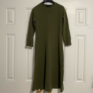 Ralph Lauren Forest Green Long-Sleeve Wool Sweater Dress